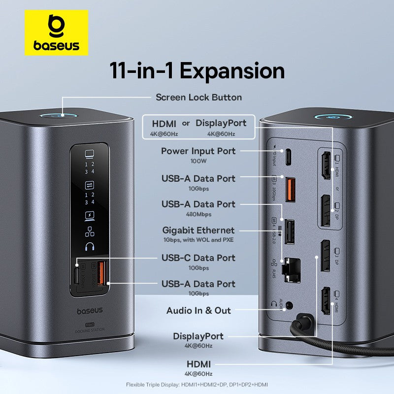 Baseus Spacemate Series 11-in-1 (WIN) Docking Station Space Grey