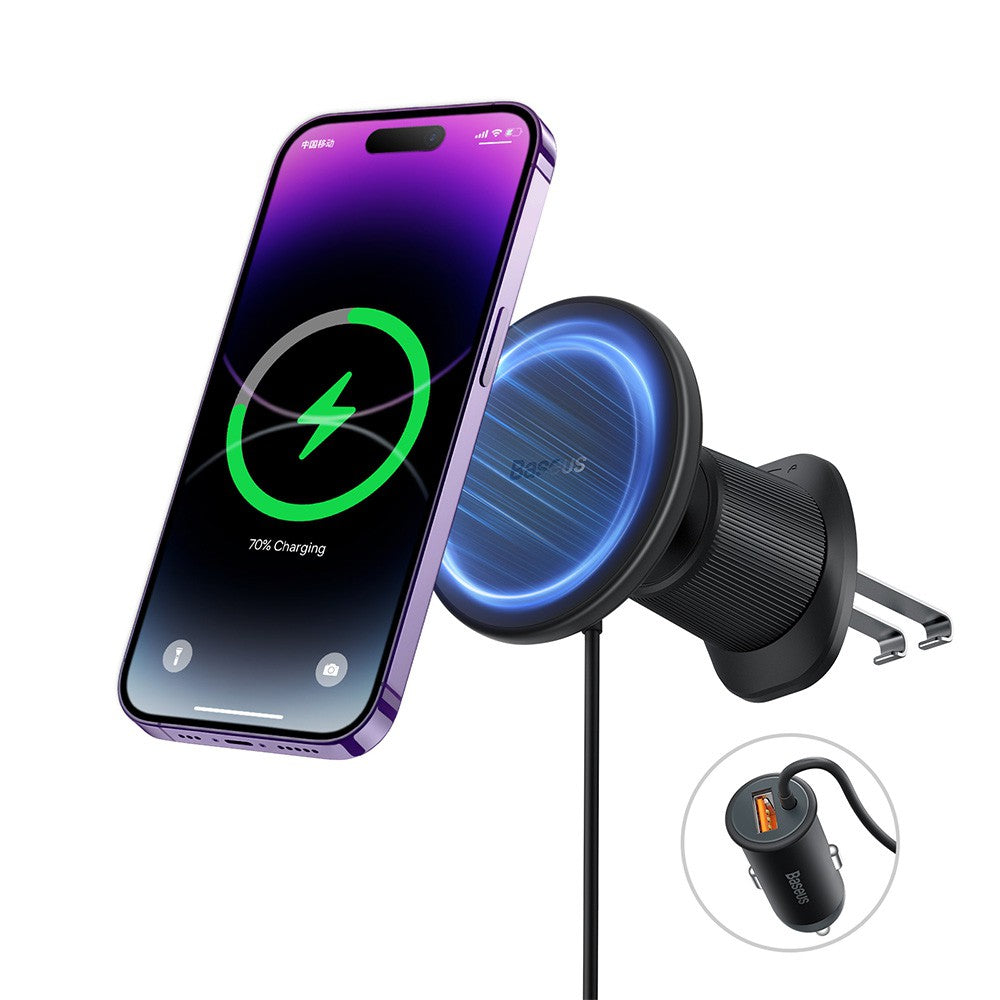 Basues CW01 Magnetic Wireless Charging Car Mount 40W (Wireless Charging 15W and USB-A 25W) Claw Edition-Cluster Black