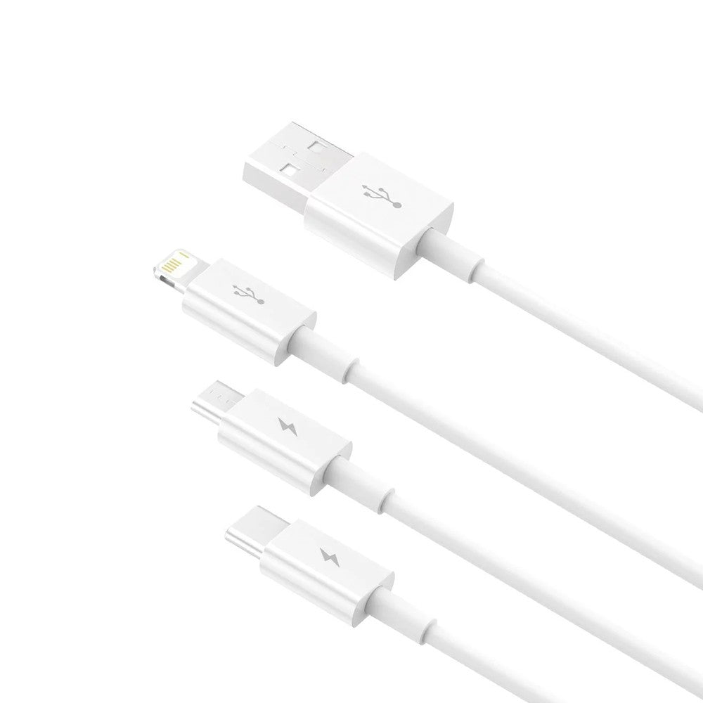 Baseus Superior Series Fast Charging Data Cable USB to M+L+C 3.5A 1.5m-White