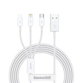 Baseus Superior Series Fast Charging Data Cable USB to M+L+C 3.5A 1.5m-White