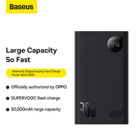 Baseus Adaman2 Digital Display Fast Charge Power Bank 20000mAh 30W (VOOC Edition)